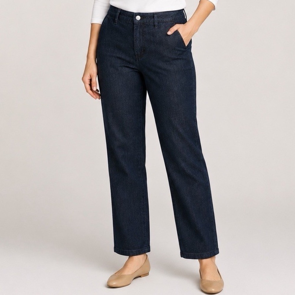Bandolino Felecia Denim Pants Womens 12‎ Dark Wash Flat Front Stretch High Waist